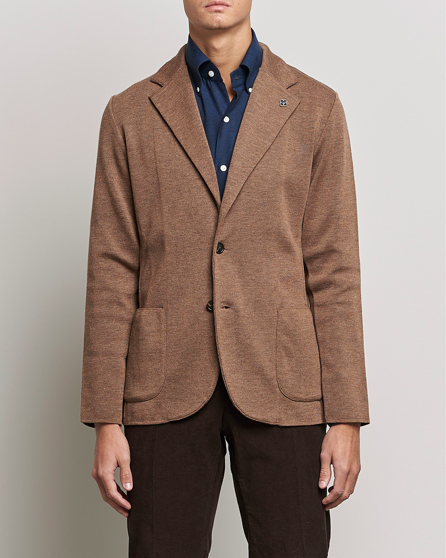 Herre | Blazere & jakker | Lardini | Knitted Wool Blazer Light Brown
