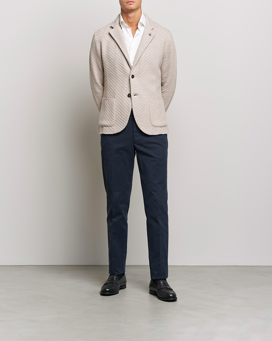 Herre | Blazere & jakker | Lardini | Structured Knitted Wool Blazer Beige
