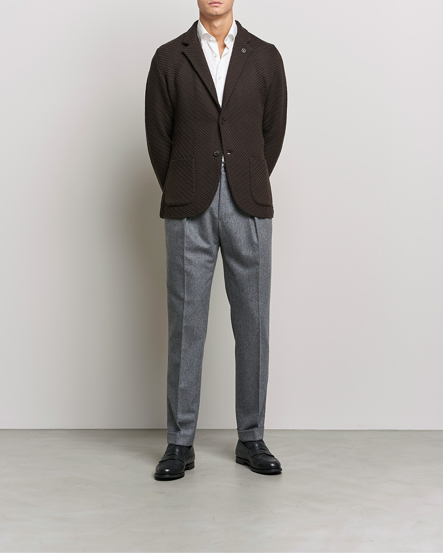 Herre | Blazere & jakker | Lardini | Structured Knitted Wool Blazer Dark Brown