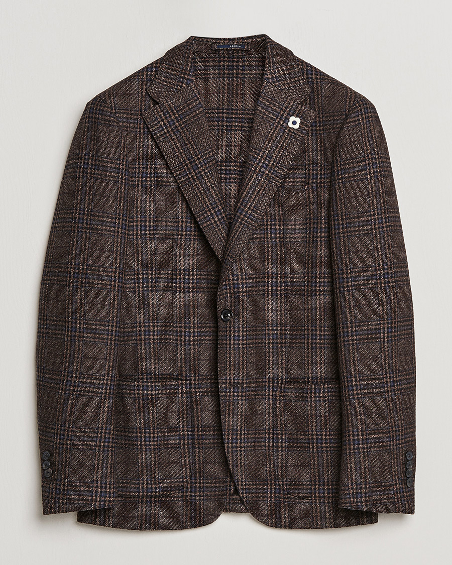 Herre | Blazere & jakker | Lardini | Checked Patch Pocket Wool/Silk Blazer Brown