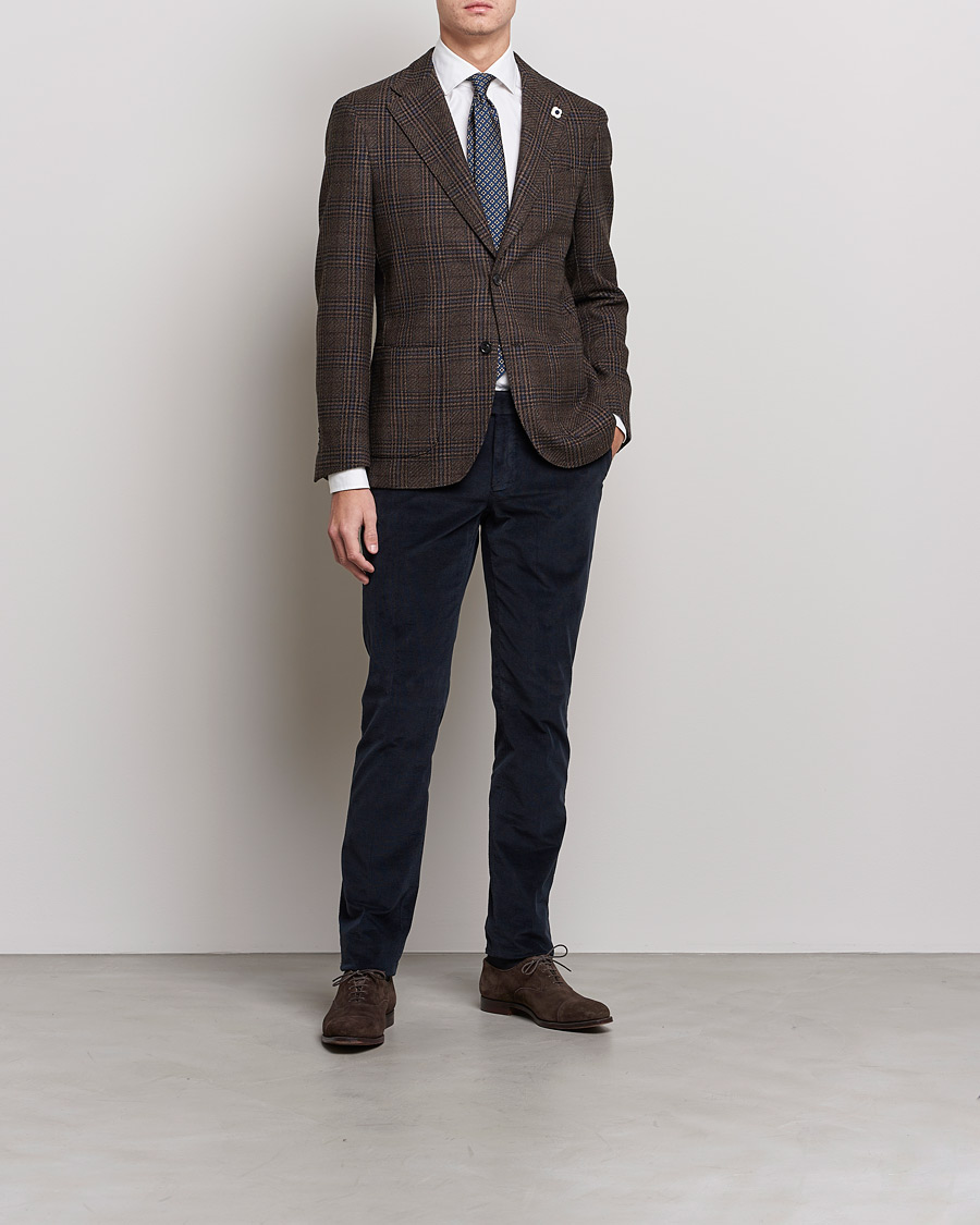 Herre | Blazere & jakker | Lardini | Checked Patch Pocket Wool/Silk Blazer Brown