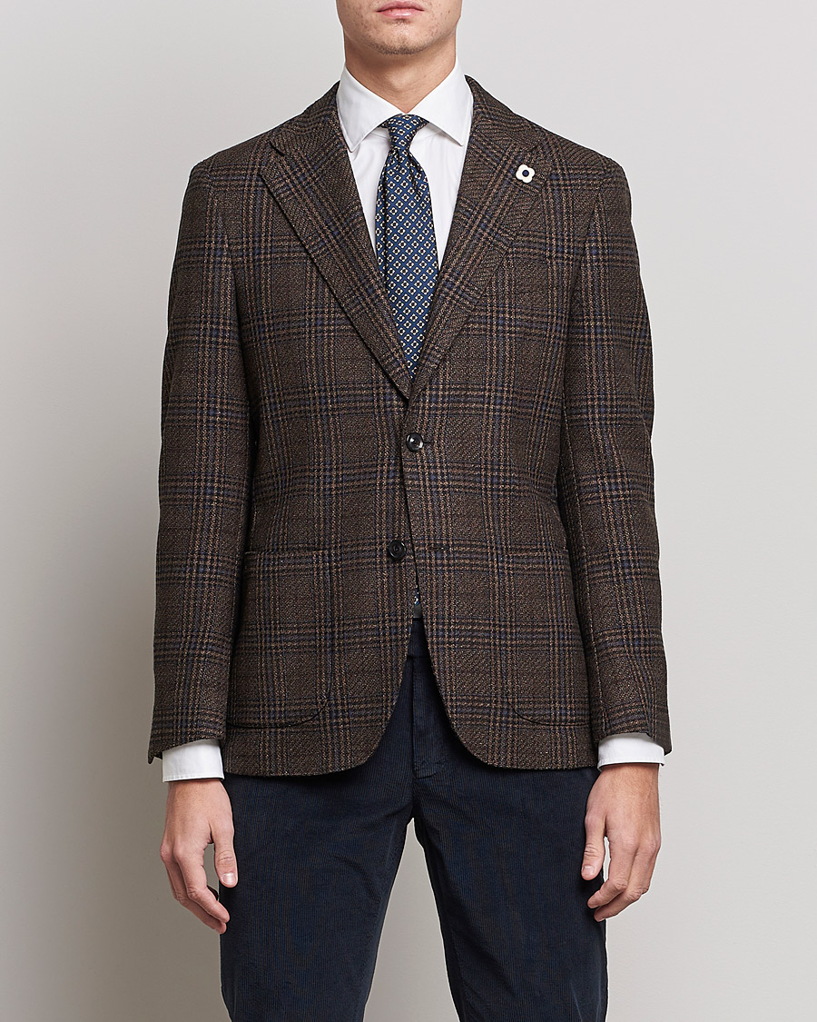 Herre | Blazere & jakker | Lardini | Checked Patch Pocket Wool/Silk Blazer Brown