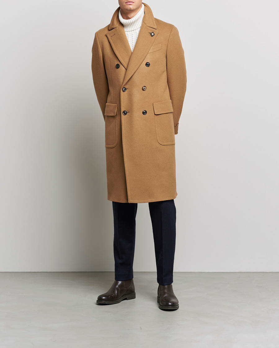 Herre | Jakker | Lardini | Ulster Double Breasted Wool Coat Camel