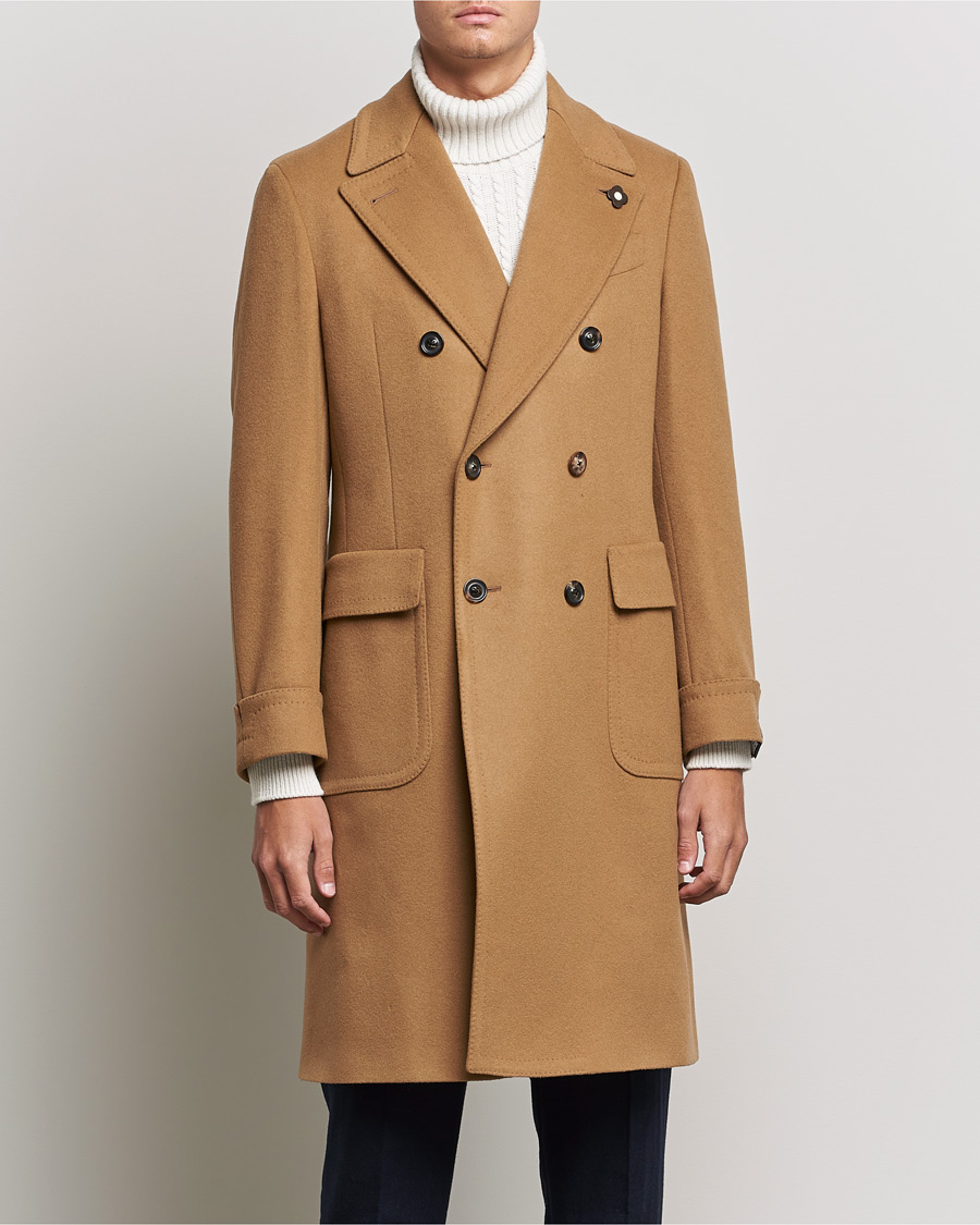 Herre | Jakker | Lardini | Ulster Double Breasted Wool Coat Camel