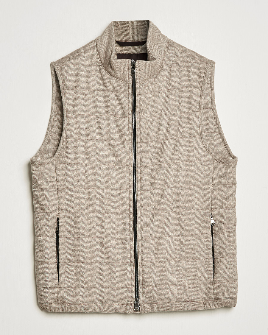Herre | Veste | Oscar Jacobson | Liner EVO Wool Herringbone Waistcoat Beige