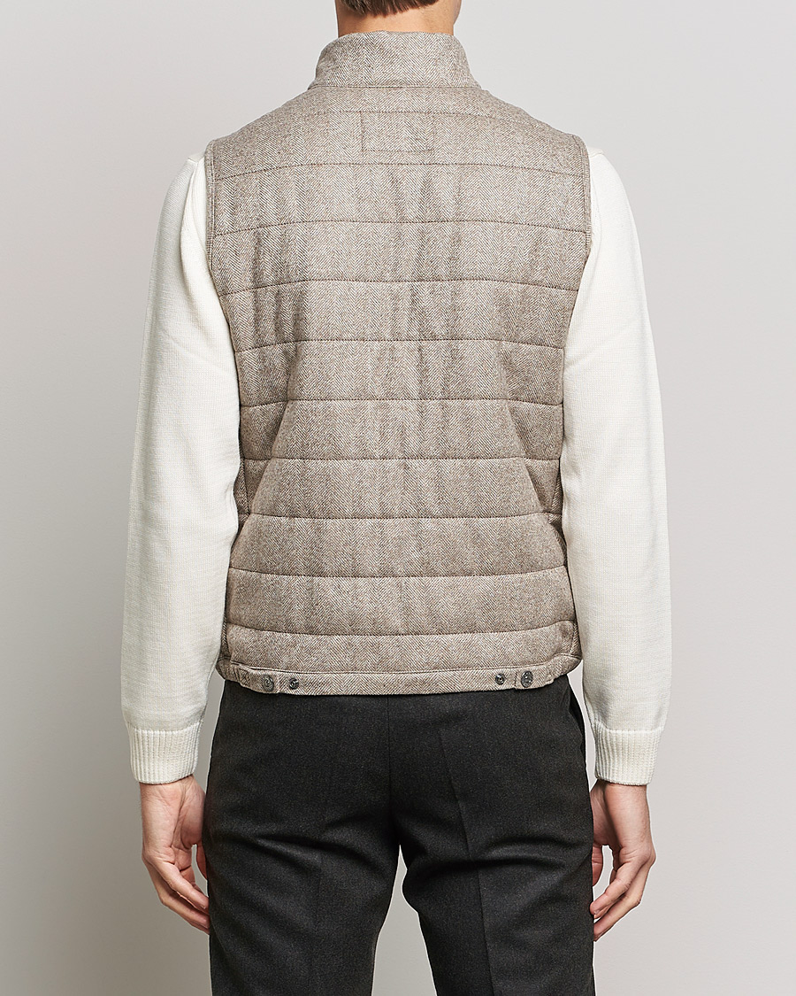 Herre | Jakker | Oscar Jacobson | Liner EVO Wool Herringbone Waistcoat Beige