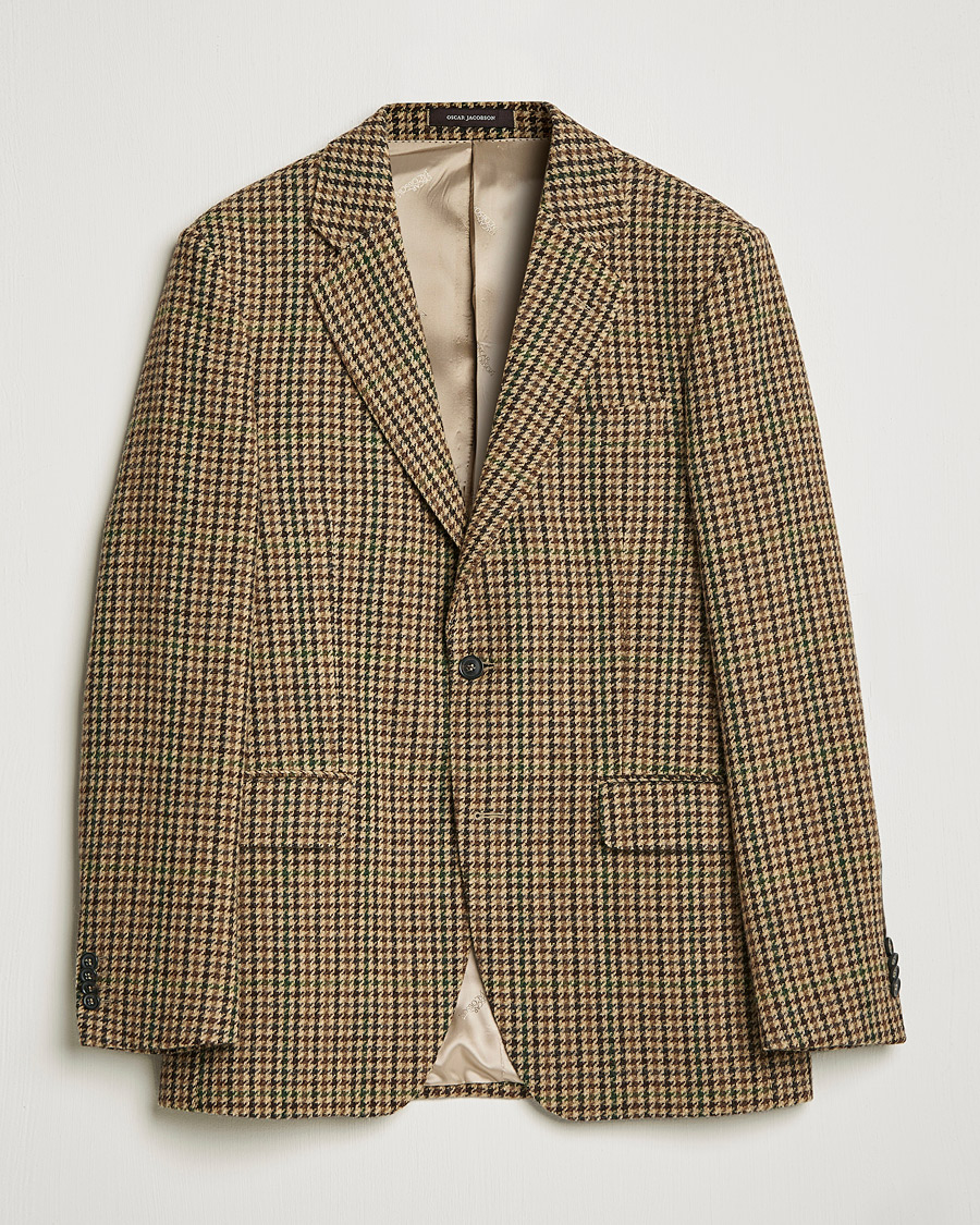 Herre | Blazere & jakker | Oscar Jacobson | Freeman Moon Houndstooth Tweed Blazer Beige