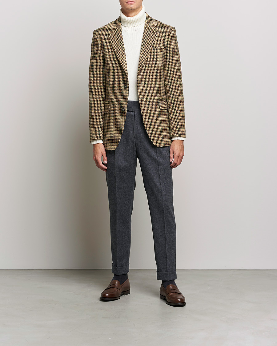 Herre | Blazere & jakker | Oscar Jacobson | Freeman Moon Houndstooth Tweed Blazer Beige