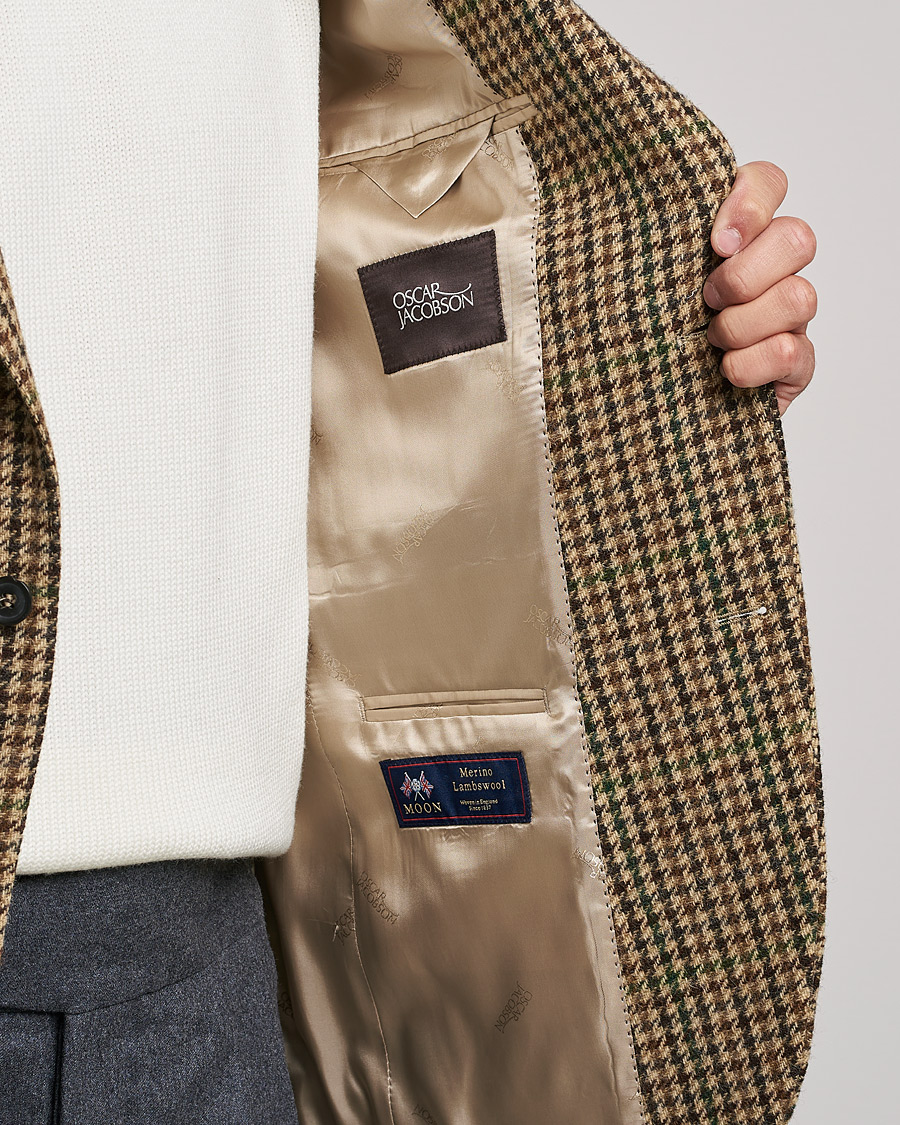 Herre | Blazere & jakker | Oscar Jacobson | Freeman Moon Houndstooth Tweed Blazer Beige