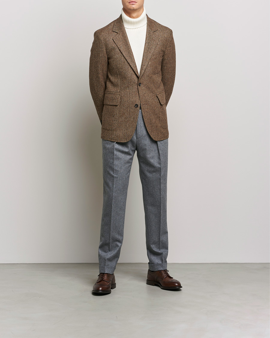 Herre | Blazere & jakker | Oscar Jacobson | Fares Moon Herringbone Tweed Blazer Brown