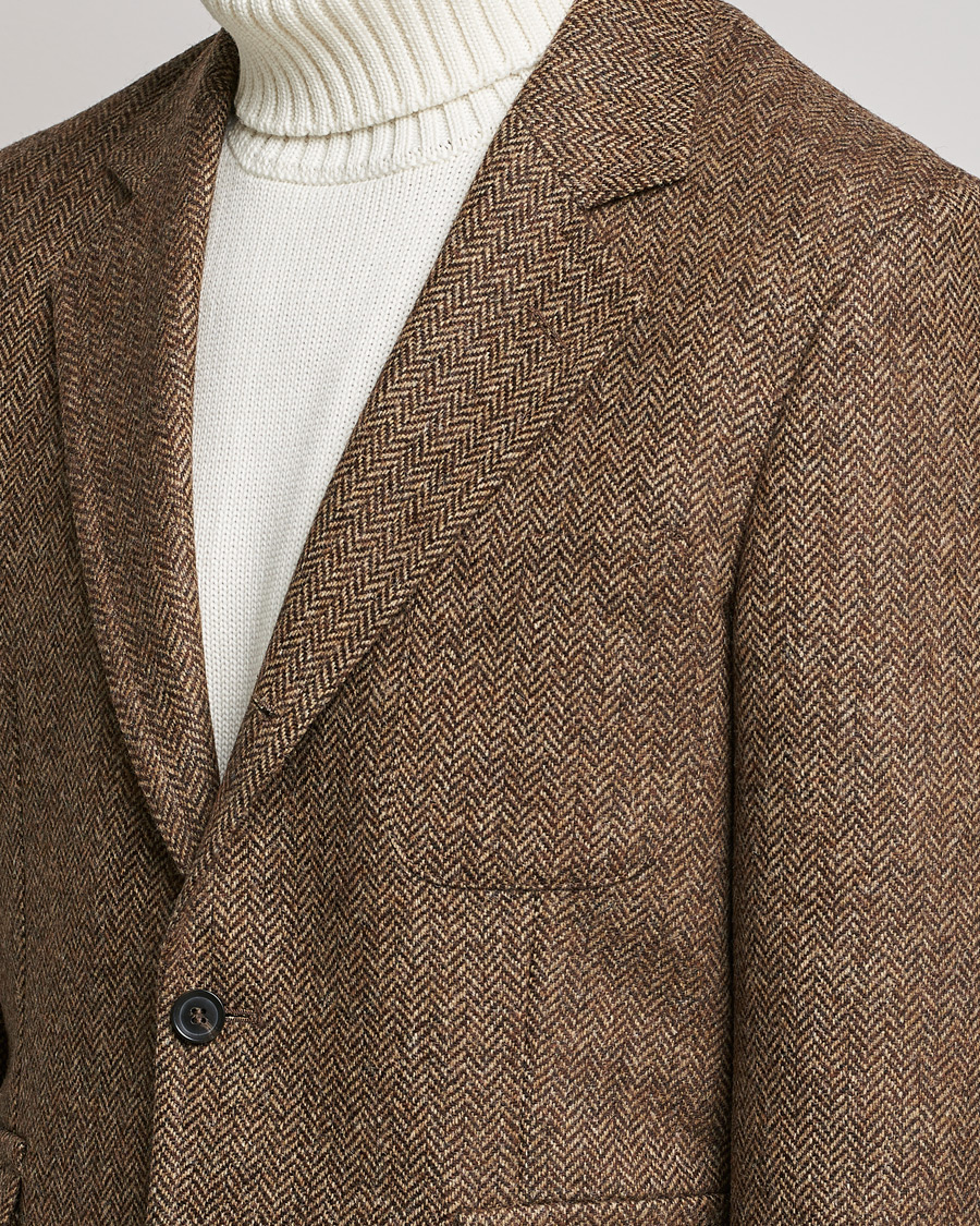 Herre | Blazere & jakker | Oscar Jacobson | Fares Moon Herringbone Tweed Blazer Brown