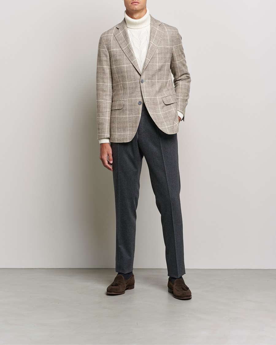 Herre | Blazere & jakker | Oscar Jacobson | Ferry Soft Checked Wool Blazer Beige