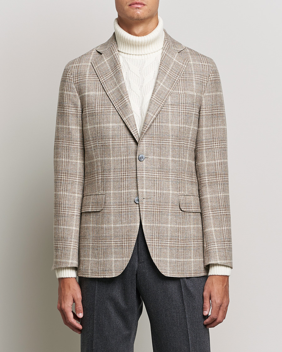 Herre | Blazere & jakker | Oscar Jacobson | Ferry Soft Checked Wool Blazer Beige