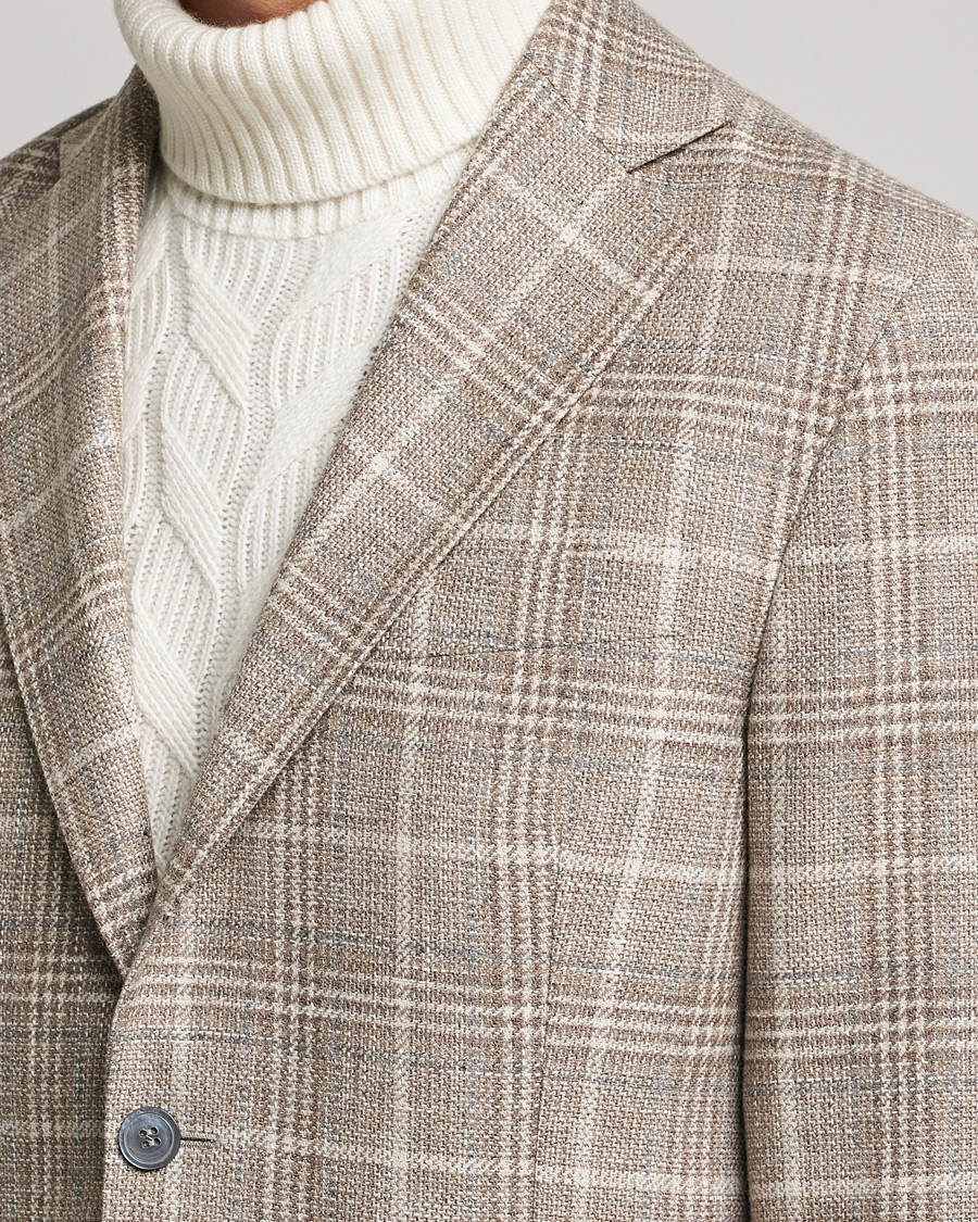 Herre | Blazere & jakker | Oscar Jacobson | Ferry Soft Checked Wool Blazer Beige