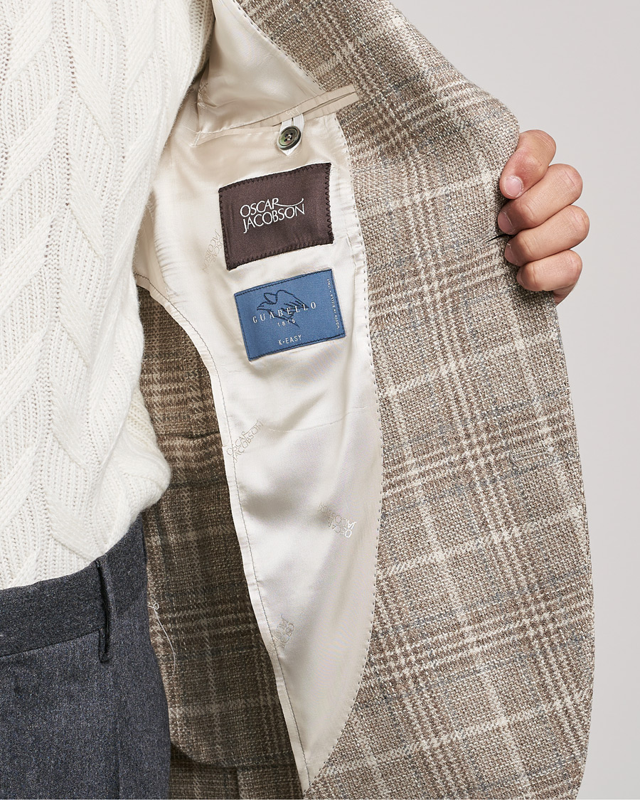 Herre | Blazere & jakker | Oscar Jacobson | Ferry Soft Checked Wool Blazer Beige
