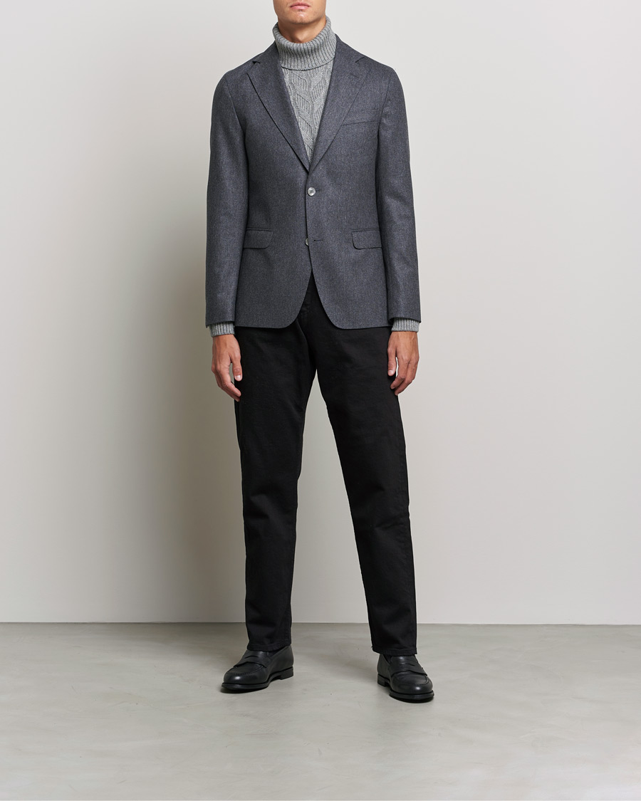 Herre | Blazere & jakker | Oscar Jacobson | Ego Wool Flannel Blazer Grey Melange