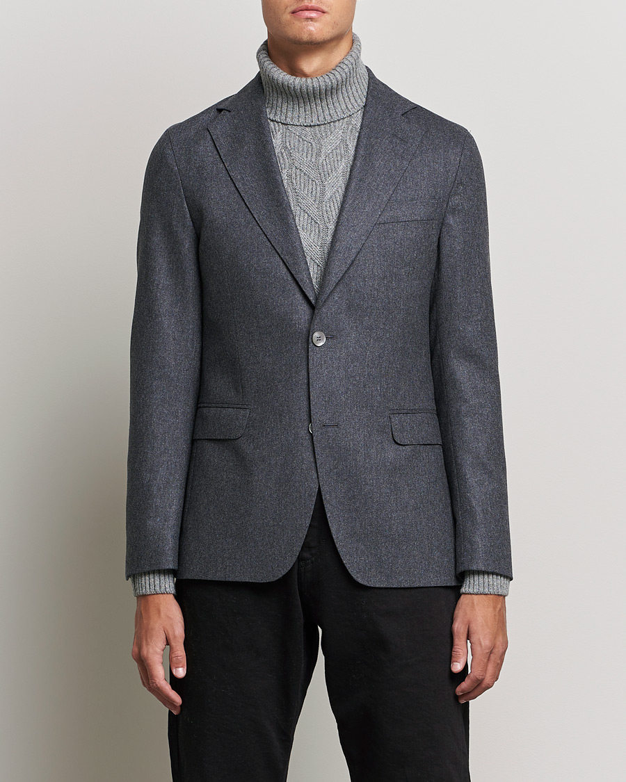 Herre | Uldblazer | Oscar Jacobson | Ego Wool Flannel Blazer Grey Melange