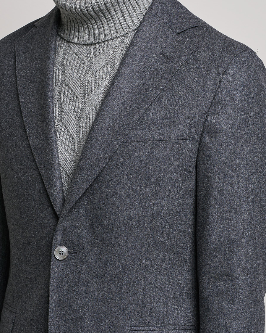 Herre | Blazere & jakker | Oscar Jacobson | Ego Wool Flannel Blazer Grey Melange