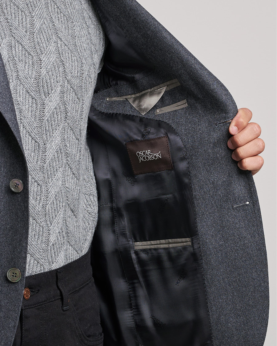 Herre | Blazere & jakker | Oscar Jacobson | Ego Wool Flannel Blazer Grey Melange