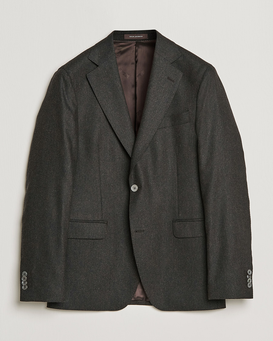 Herre | Blazere & jakker | Oscar Jacobson | Ego Wool Flannel Blazer Brown Melange