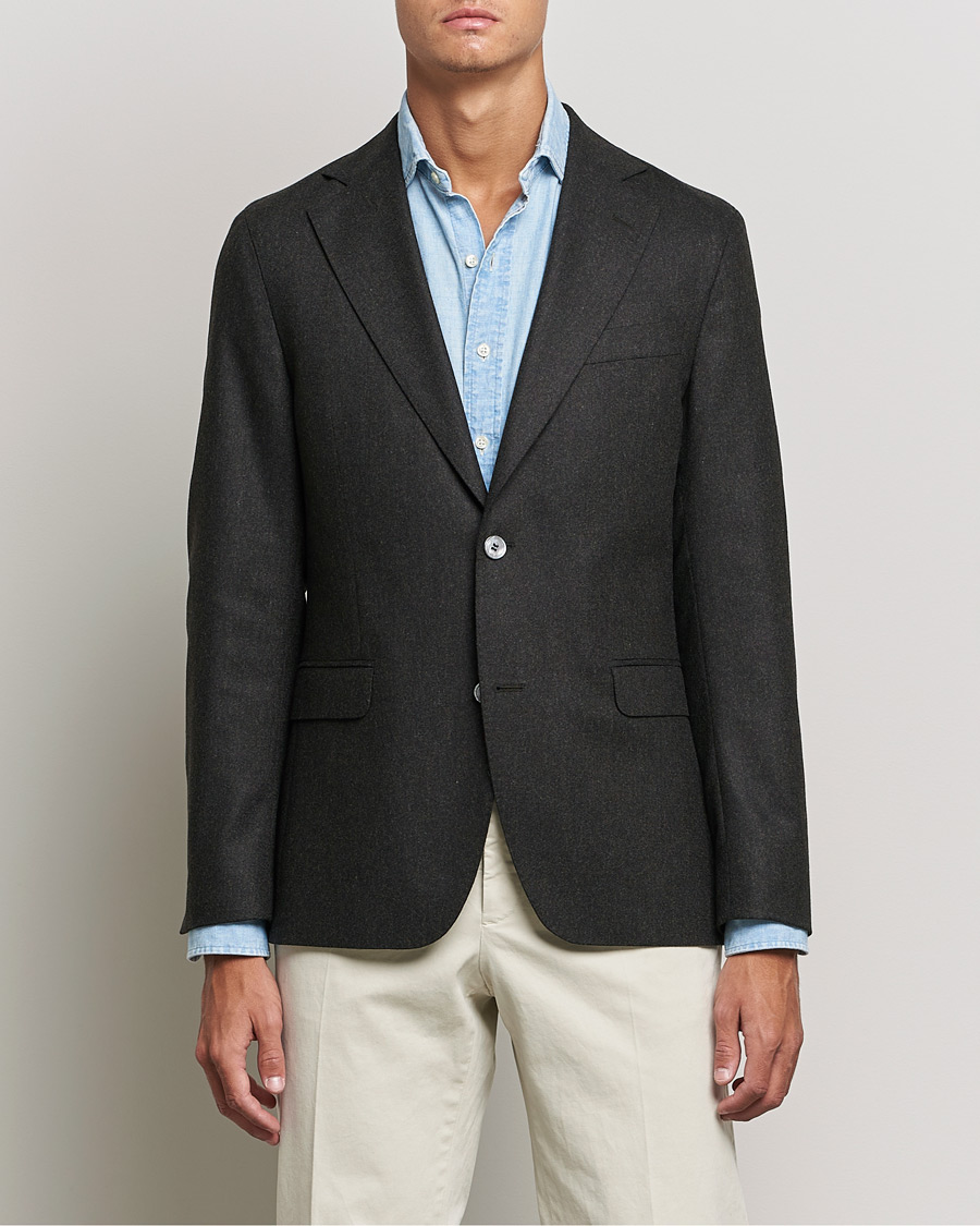 Herre | Blazere & jakker | Oscar Jacobson | Ego Wool Flannel Blazer Brown Melange
