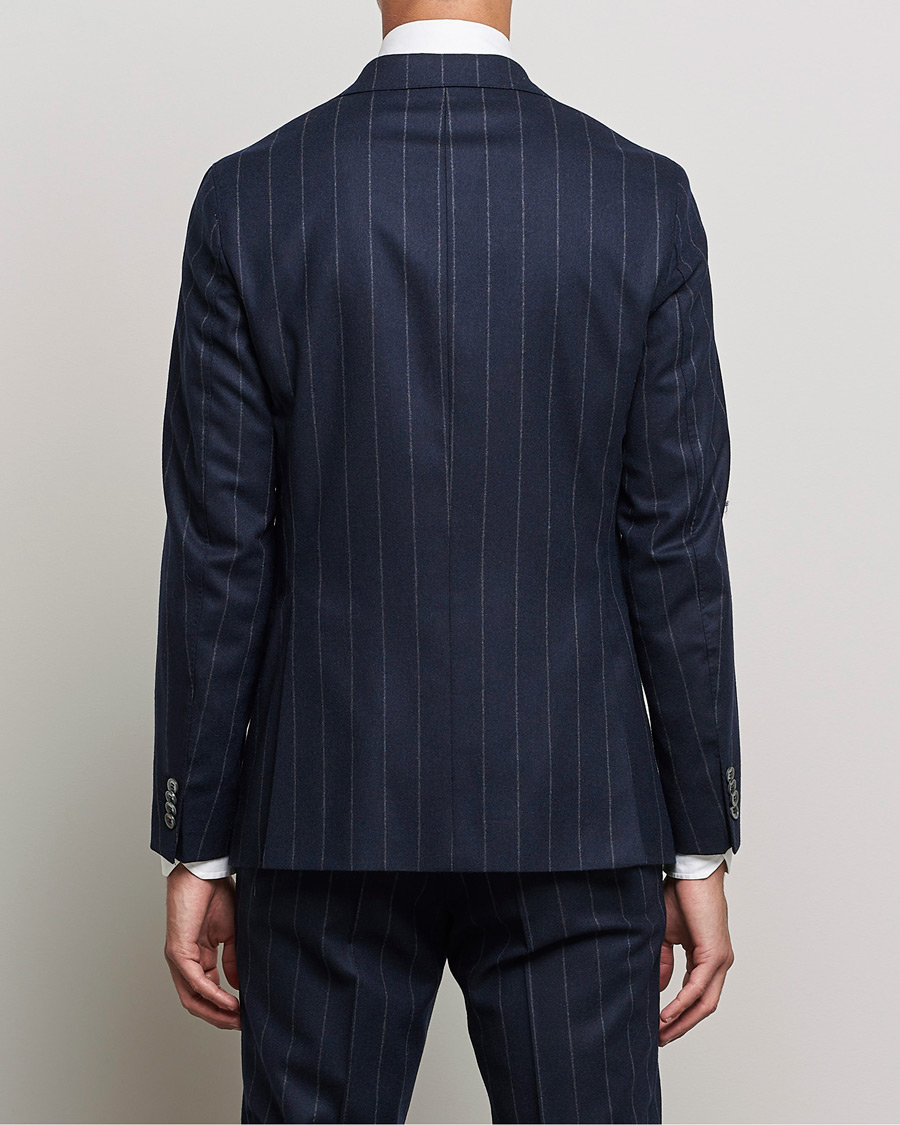 Herre | Jakkesæt | Oscar Jacobson | Ego Pinstripe Wool Flannel Suit Navy