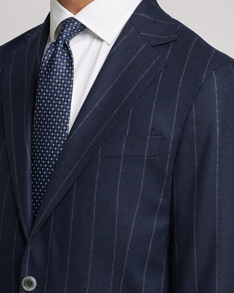 Herre | Jakkesæt | Oscar Jacobson | Ego Pinstripe Wool Flannel Suit Navy