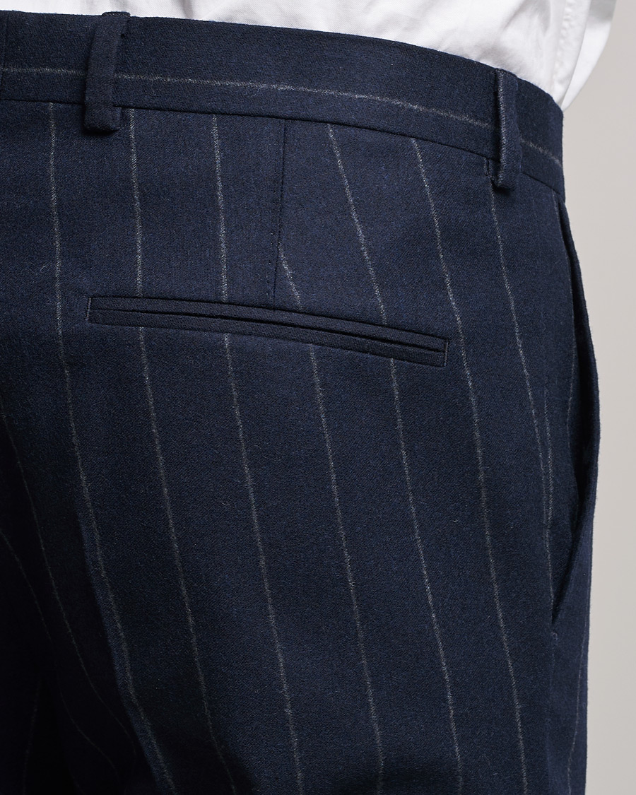 Herre | Jakkesæt | Oscar Jacobson | Ego Pinstripe Wool Flannel Suit Navy