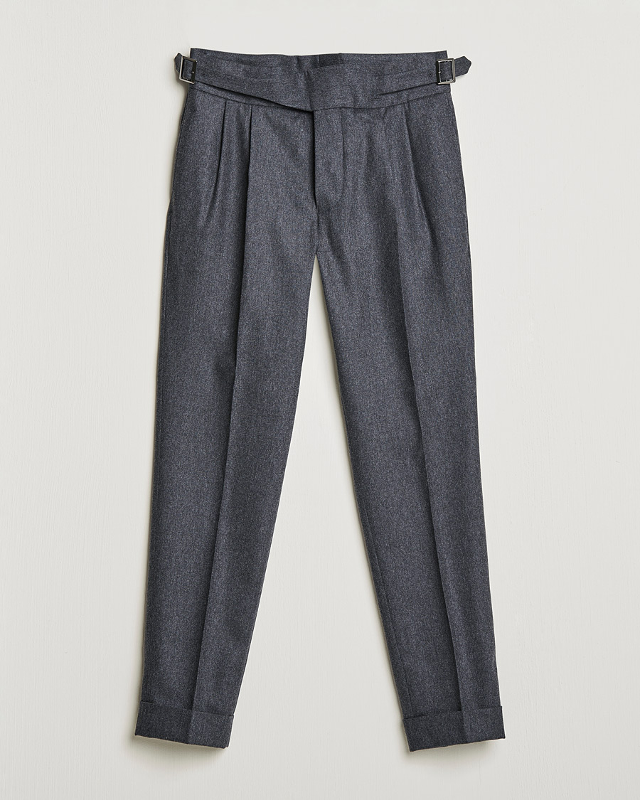 Herre | Bukser | Oscar Jacobson | Gurkha Flannel Trousers Charcoal