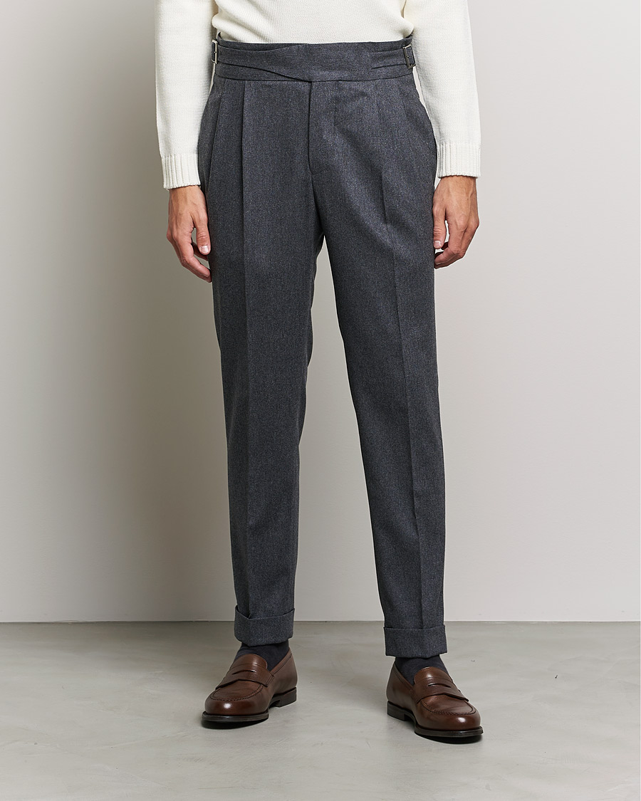 Herre | Bukser | Oscar Jacobson | Gurkha Flannel Trousers Charcoal