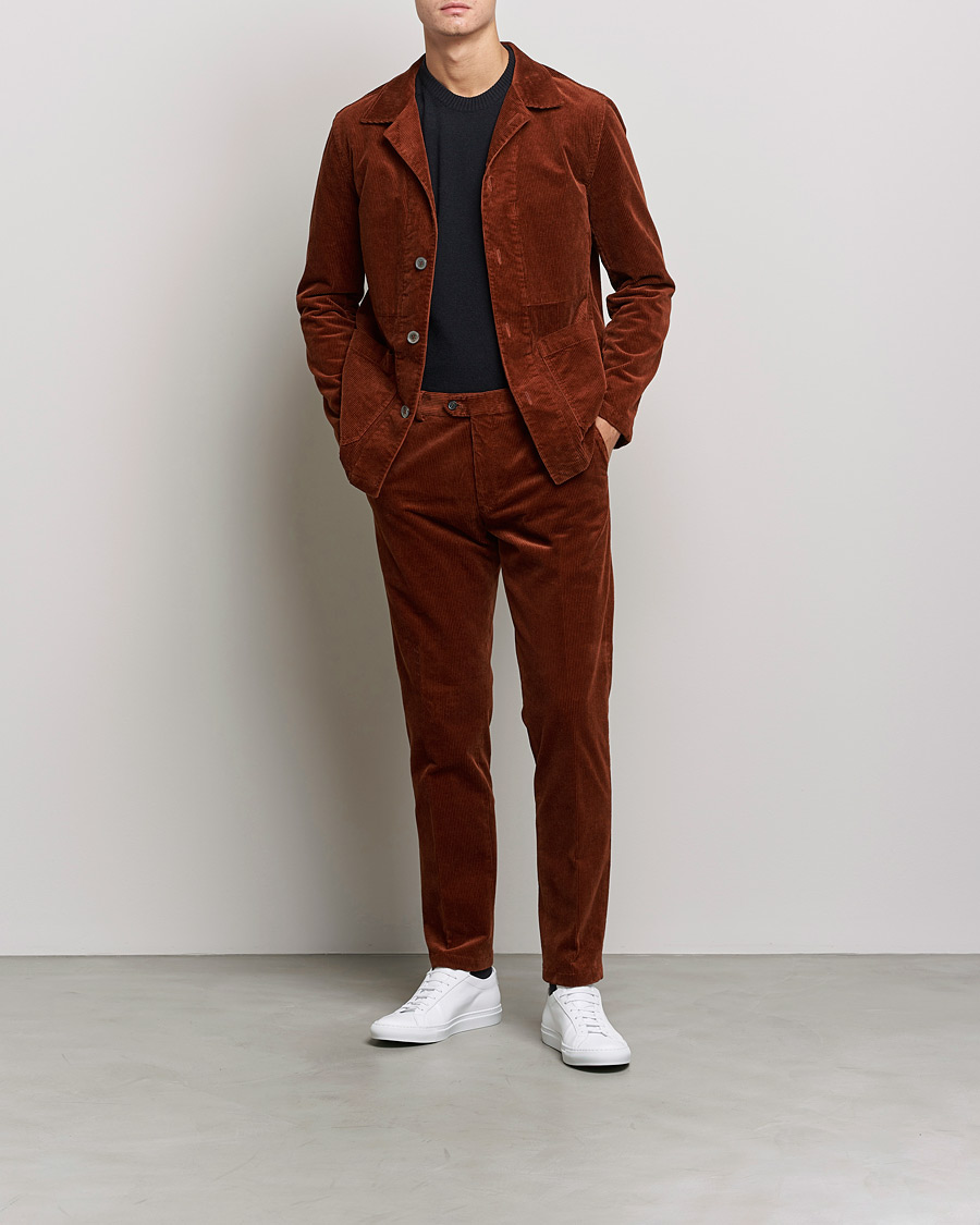 Herre | Skjorter | Oscar Jacobson | Hampus Corduroy Shirt Jacket Orange
