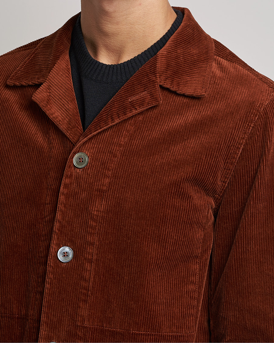Herre | Skjorter | Oscar Jacobson | Hampus Corduroy Shirt Jacket Orange