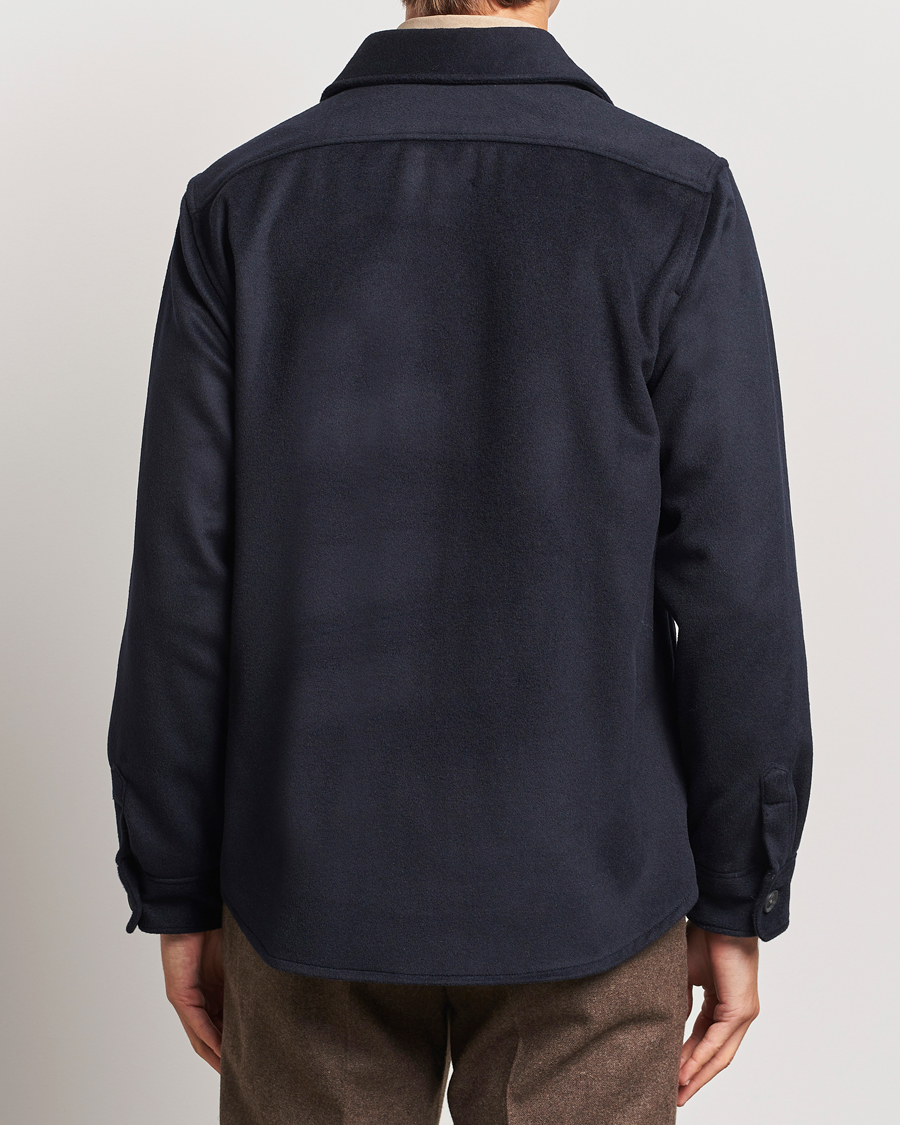 Herre | Skjorter | Oscar Jacobson | Maverick Wool/Cashmere Shirt Jacket Navy