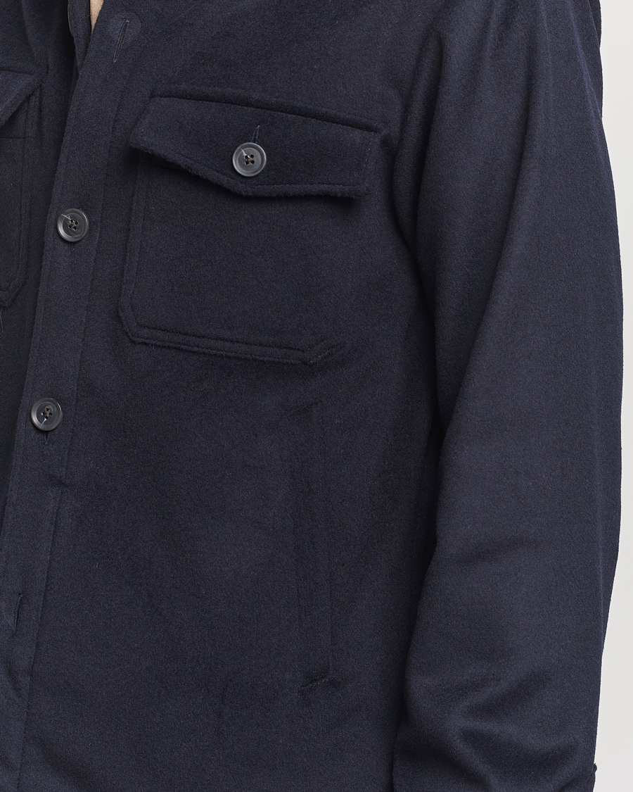 Herre | Skjorter | Oscar Jacobson | Maverick Wool/Cashmere Shirt Jacket Navy