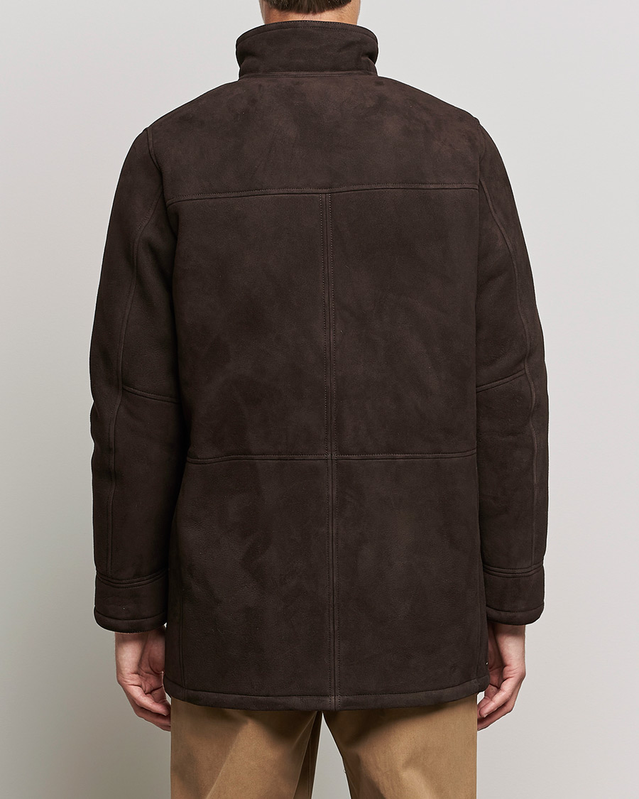 Herre | Jakker | Oscar Jacobson | Carling Sherling Suede Coat Dark Brown