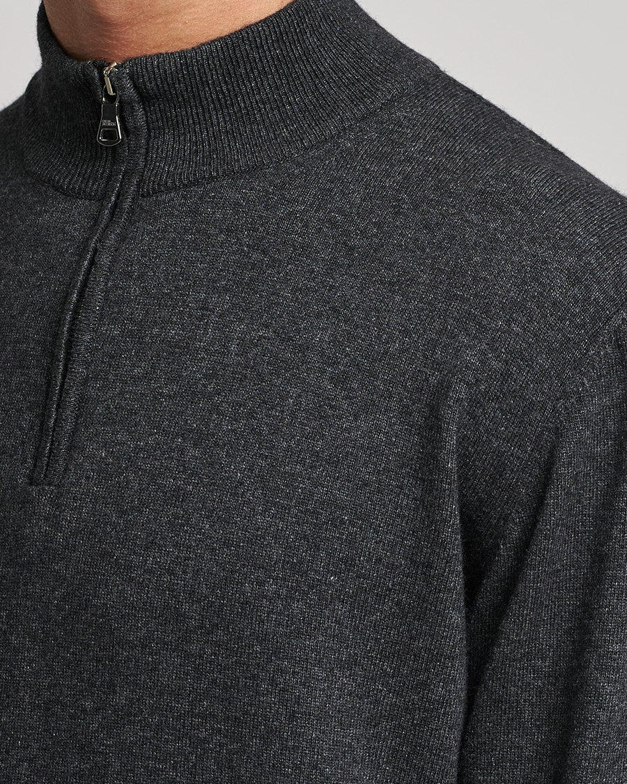 Herre | Trøjer | Oscar Jacobson | Patton Wool/Cashmere Half Zip Charcoal