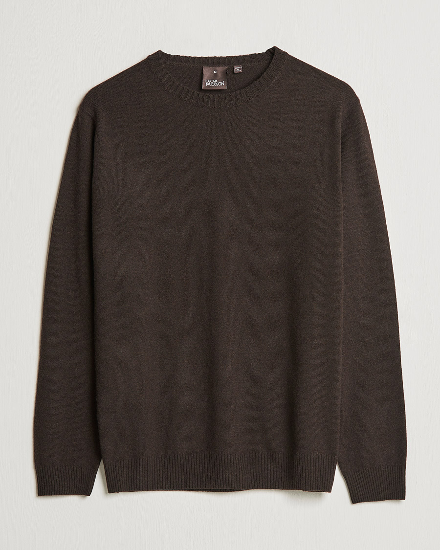 Herre | Trøjer | Oscar Jacobson | Valter Wool/Cashmere Round Neck Brown