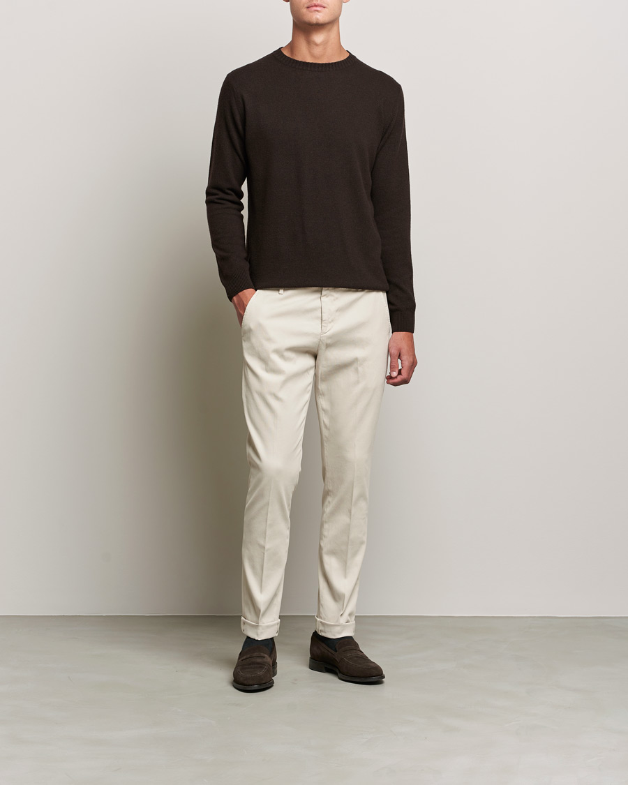 Herre | Trøjer | Oscar Jacobson | Valter Wool/Cashmere Round Neck Brown