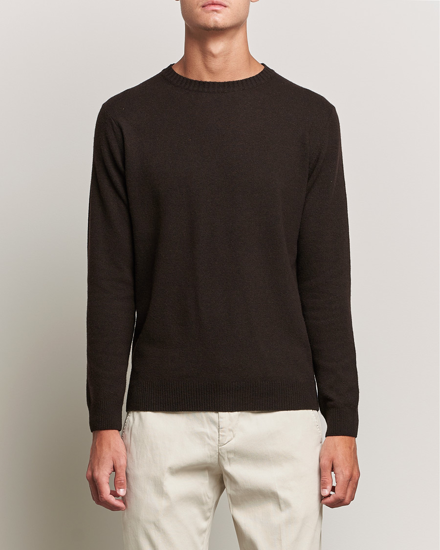 Herre | Trøjer | Oscar Jacobson | Valter Wool/Cashmere Round Neck Brown