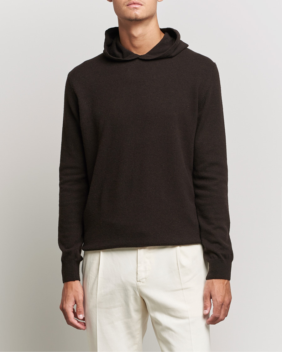 Herre | Trøjer | Oscar Jacobson | Pascal Wool/Cashmere Hoodie Brown