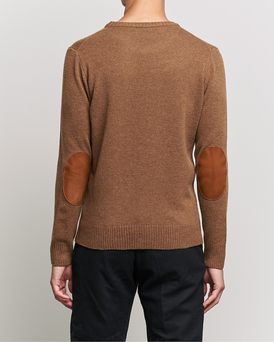 Herre | Trøjer | Oscar Jacobson | Emerson Patch Wool Roundneck Brown