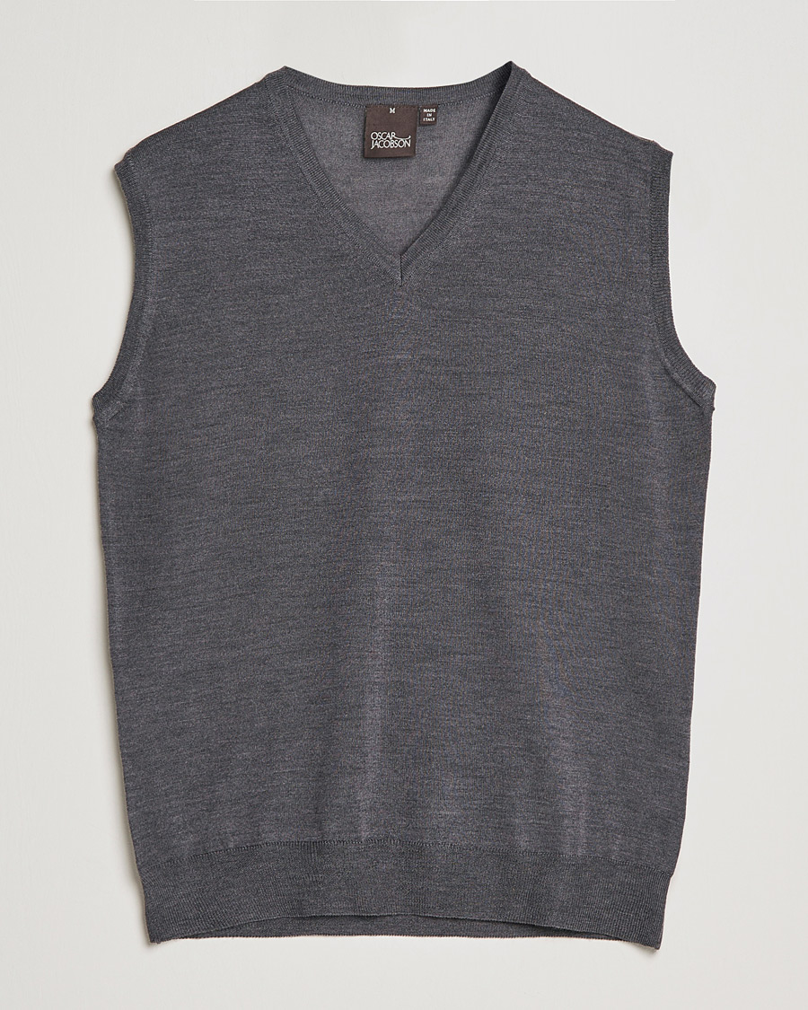 Herre | Trøjer | Oscar Jacobson | Roger Extrafine Merino Vest Grey