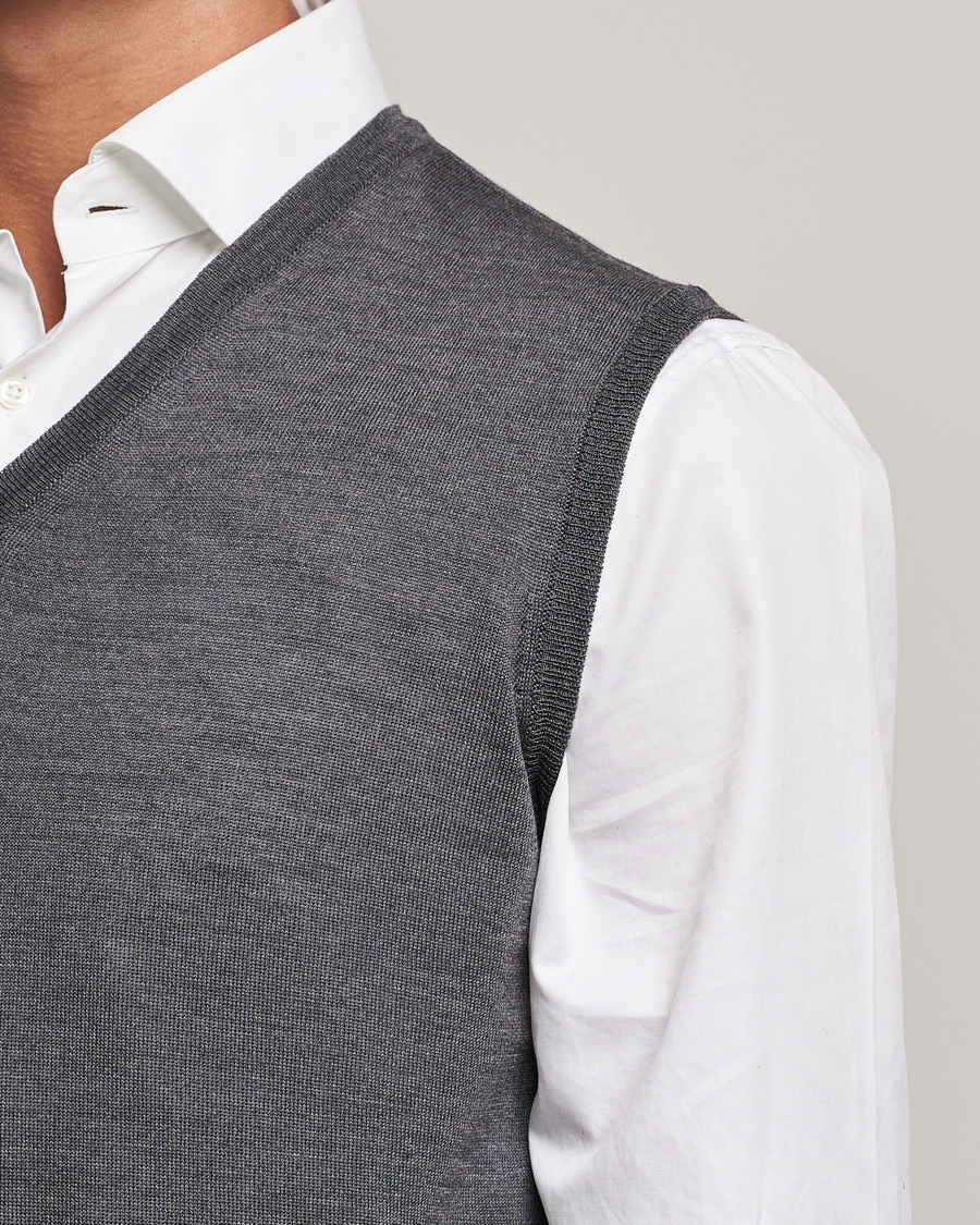 Herre | Trøjer | Oscar Jacobson | Roger Extrafine Merino Vest Grey