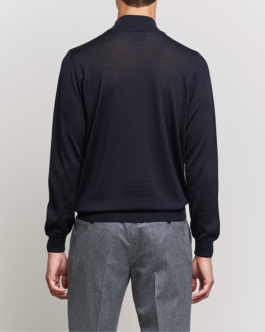 Herre | Trøjer | Oscar Jacobson | Hilton Extrafine Merino Mock Neck Navy