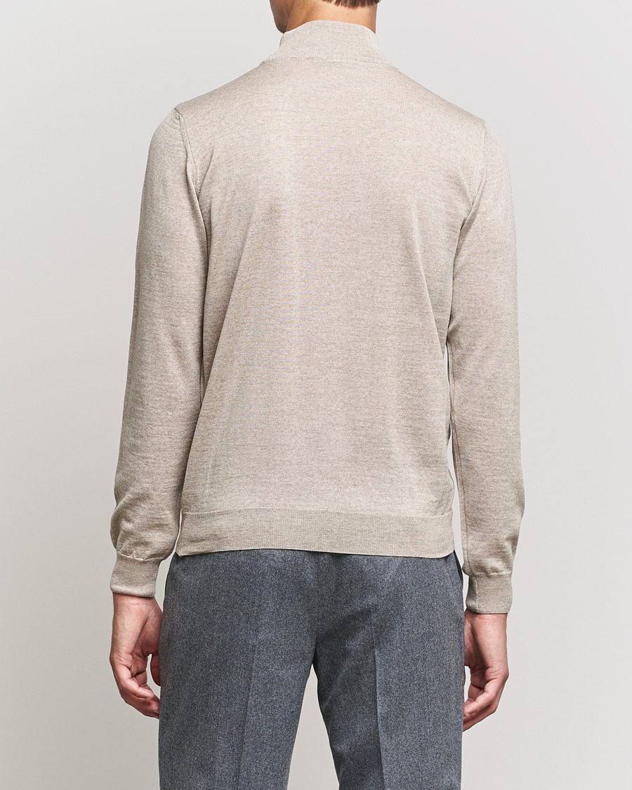 Herre | Trøjer | Oscar Jacobson | Hilton Extrafine Merino Mock Neck Beige