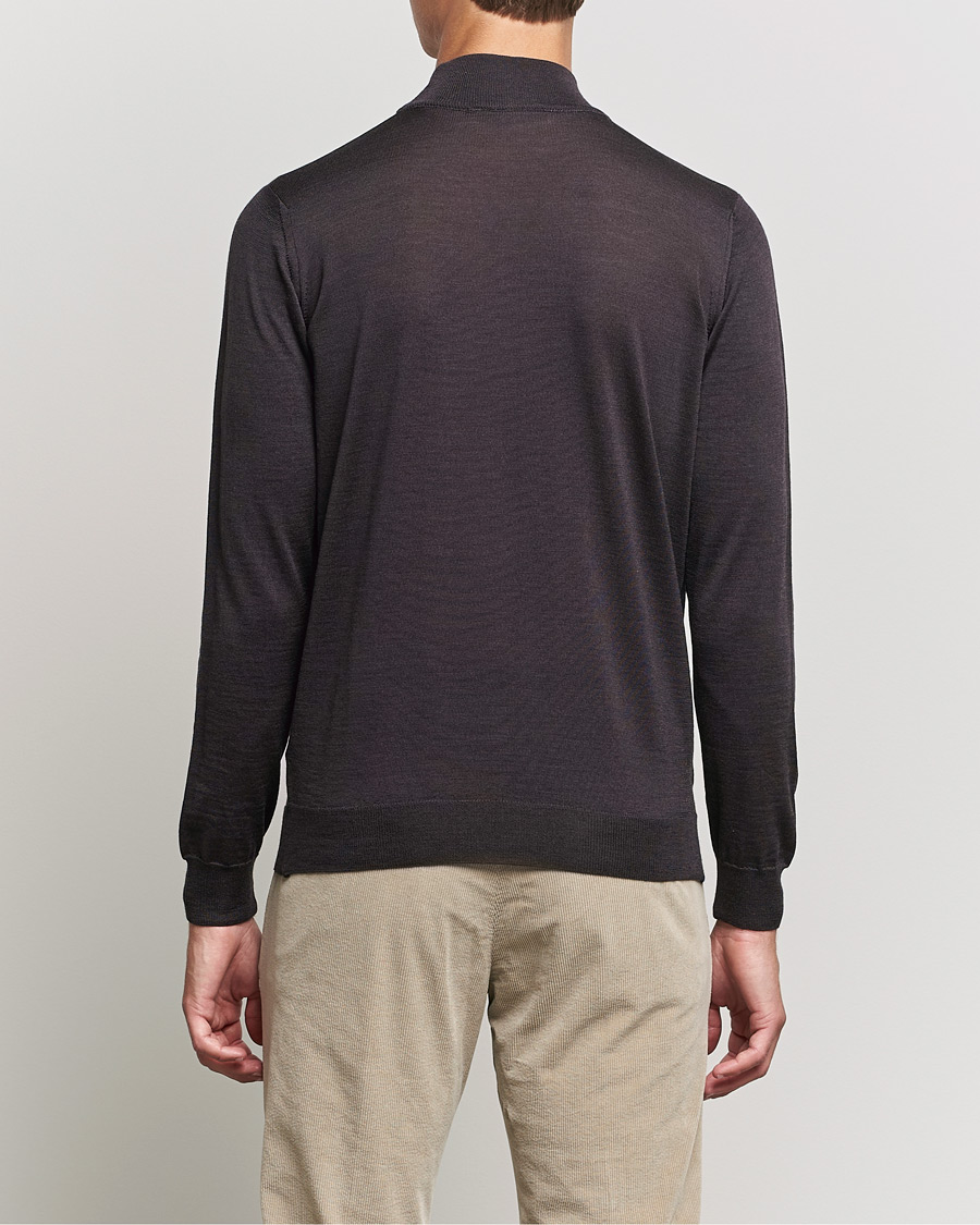 Herre | Trøjer | Oscar Jacobson | Hilton Extrafine Merino Mock Neck Brown
