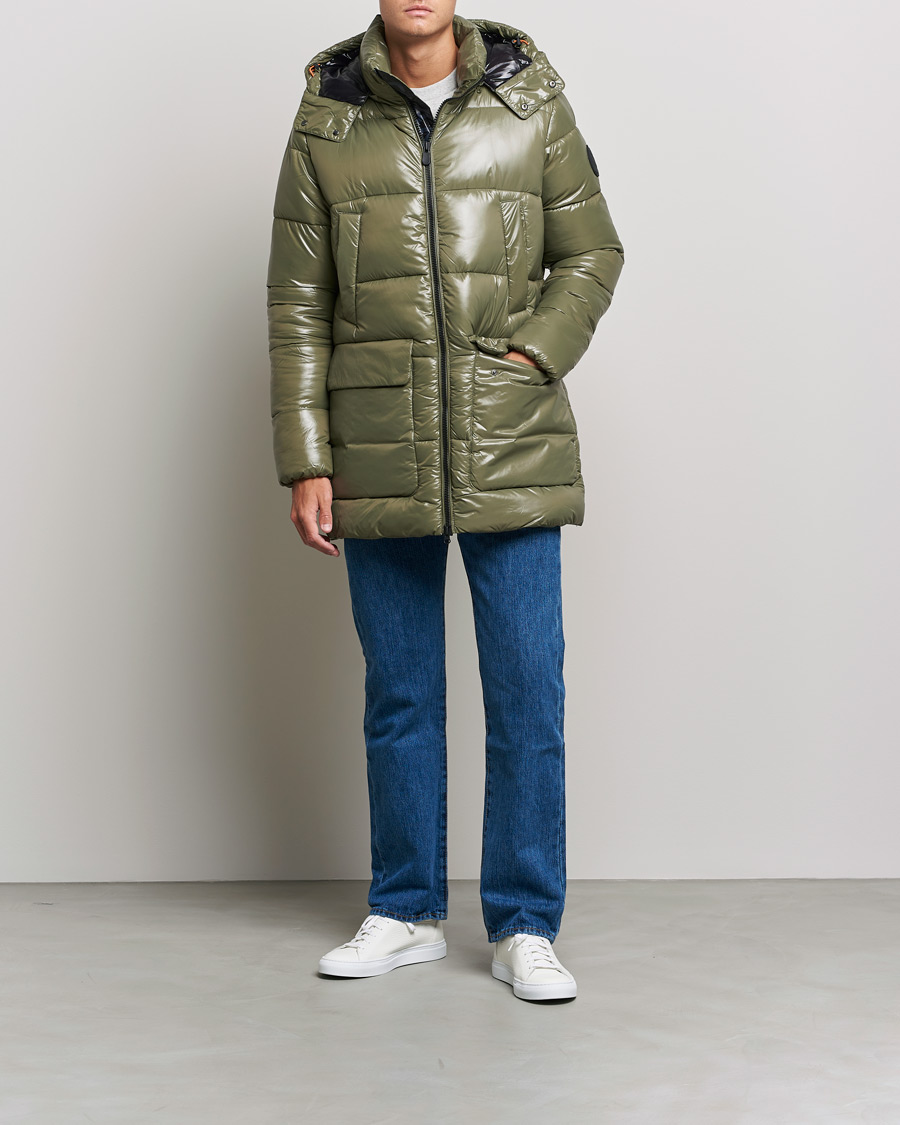 Herre | Jakker | Save The Duck | Christian Long Padded Puffer Jacket Laurel Green
