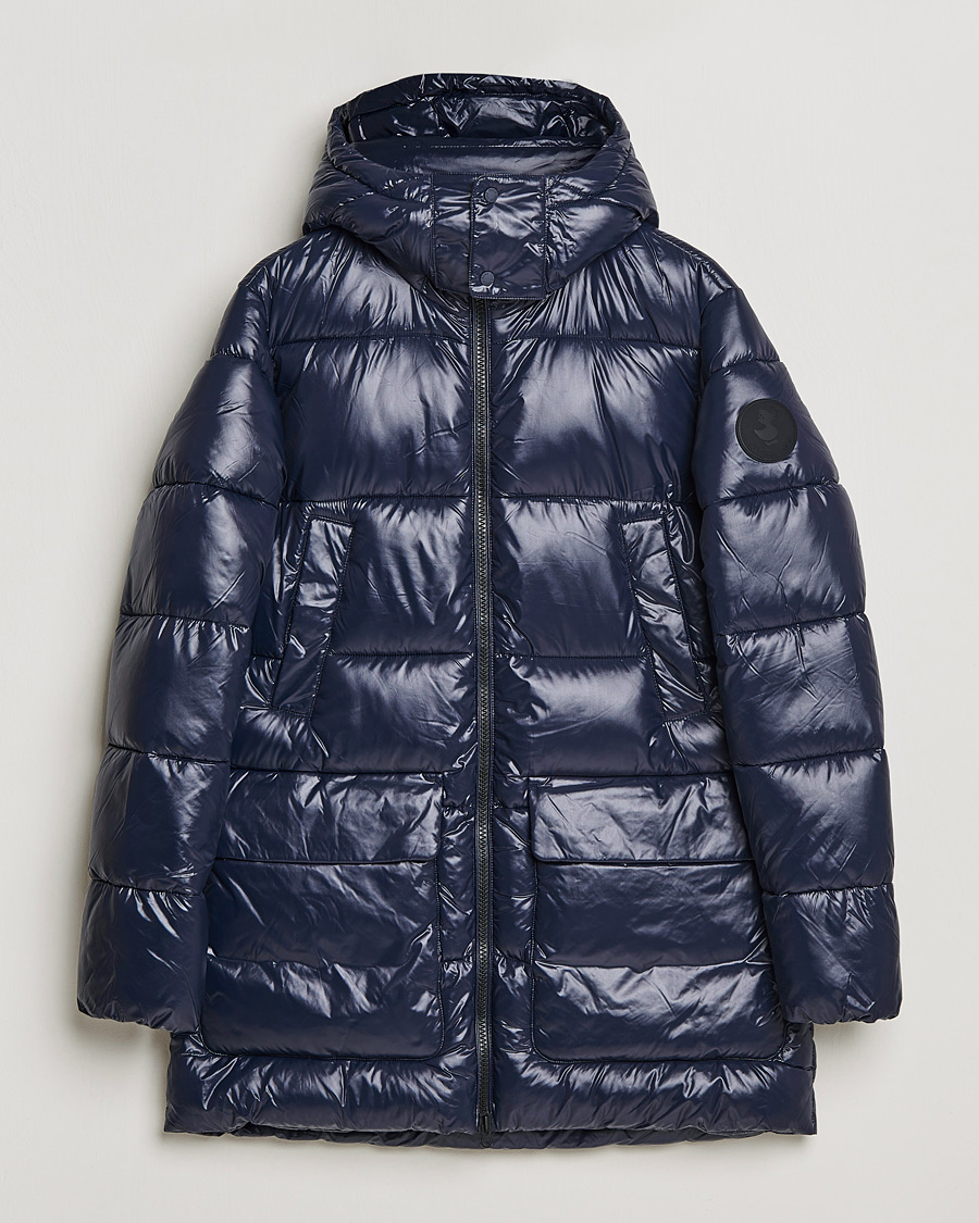 Herre | Jakker | Save The Duck | Christian Long Padded Puffer Jacket Blue Black