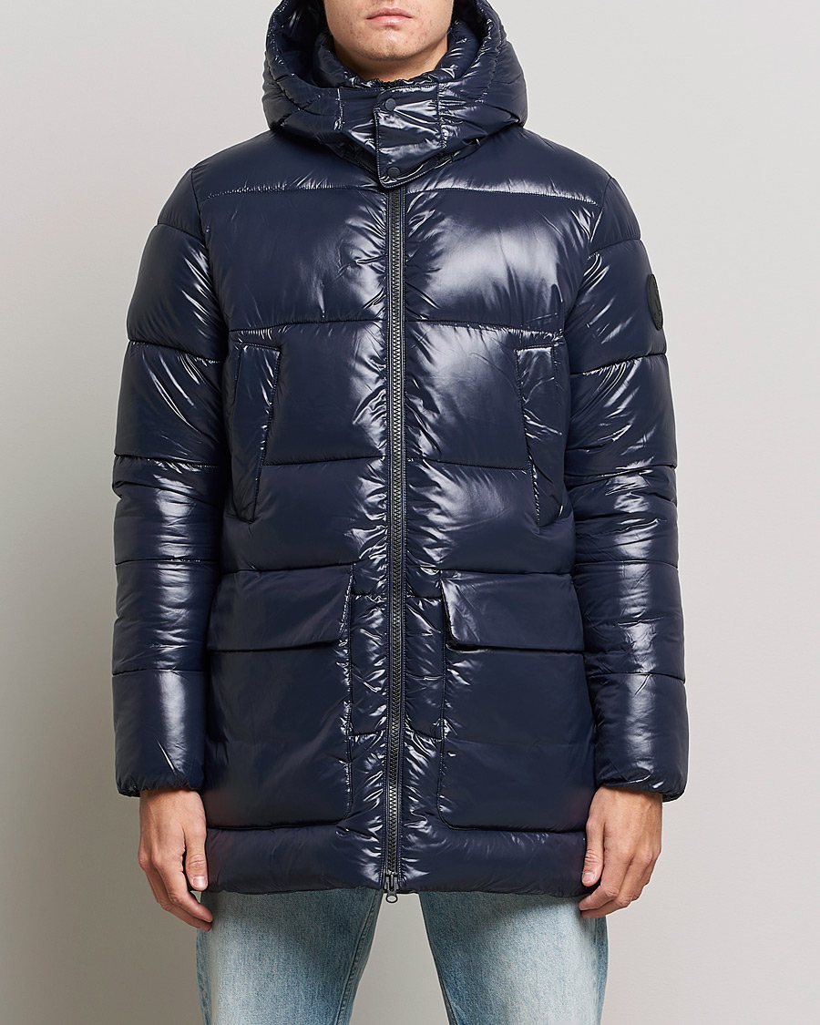 Herre | Jakker | Save The Duck | Christian Long Padded Puffer Jacket Blue Black