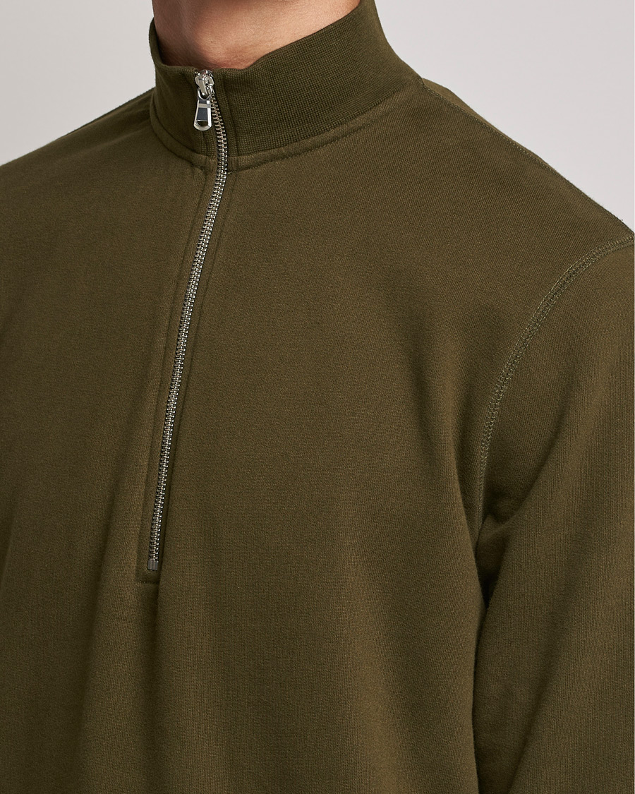Herre | Trøjer | Sunspel | Loopback Half Zip Sweatshirt Dark Moss
